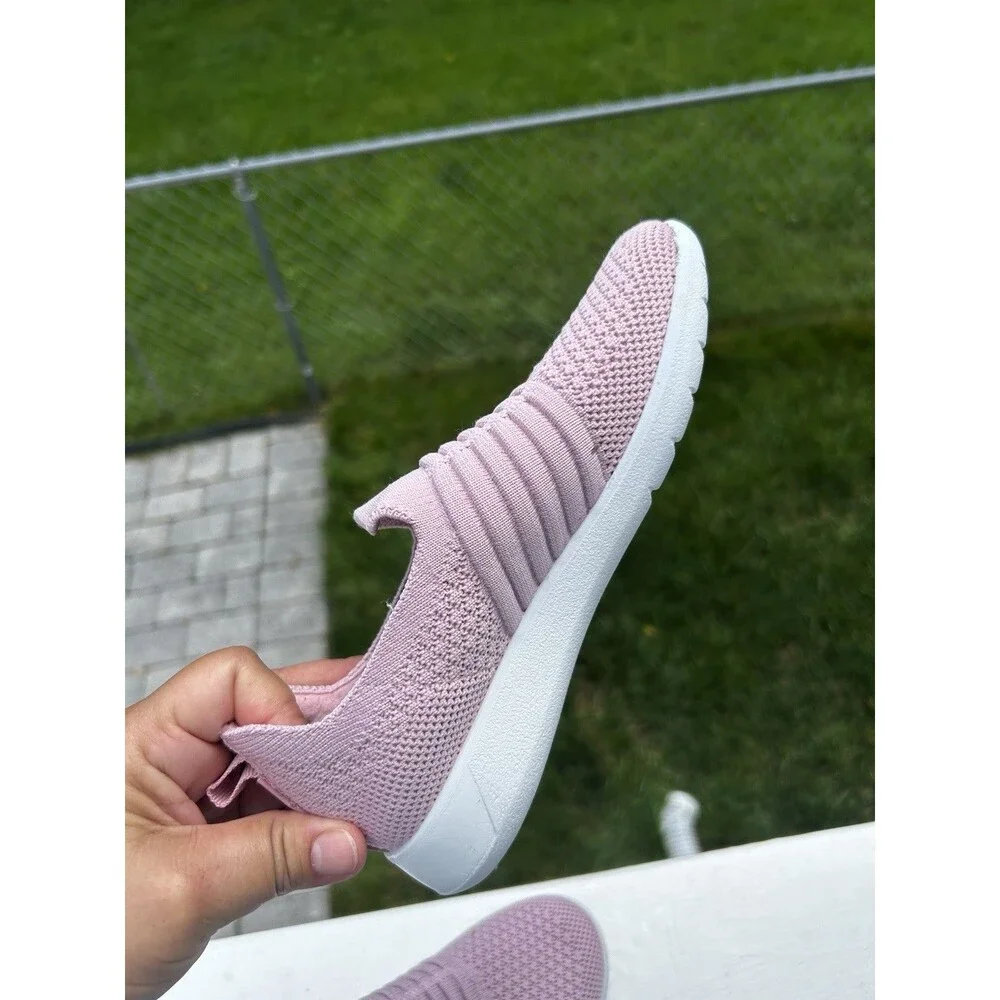 Clarks Cloudsteppers Girls Pink Knit Slip-On Sneakers Size 2M